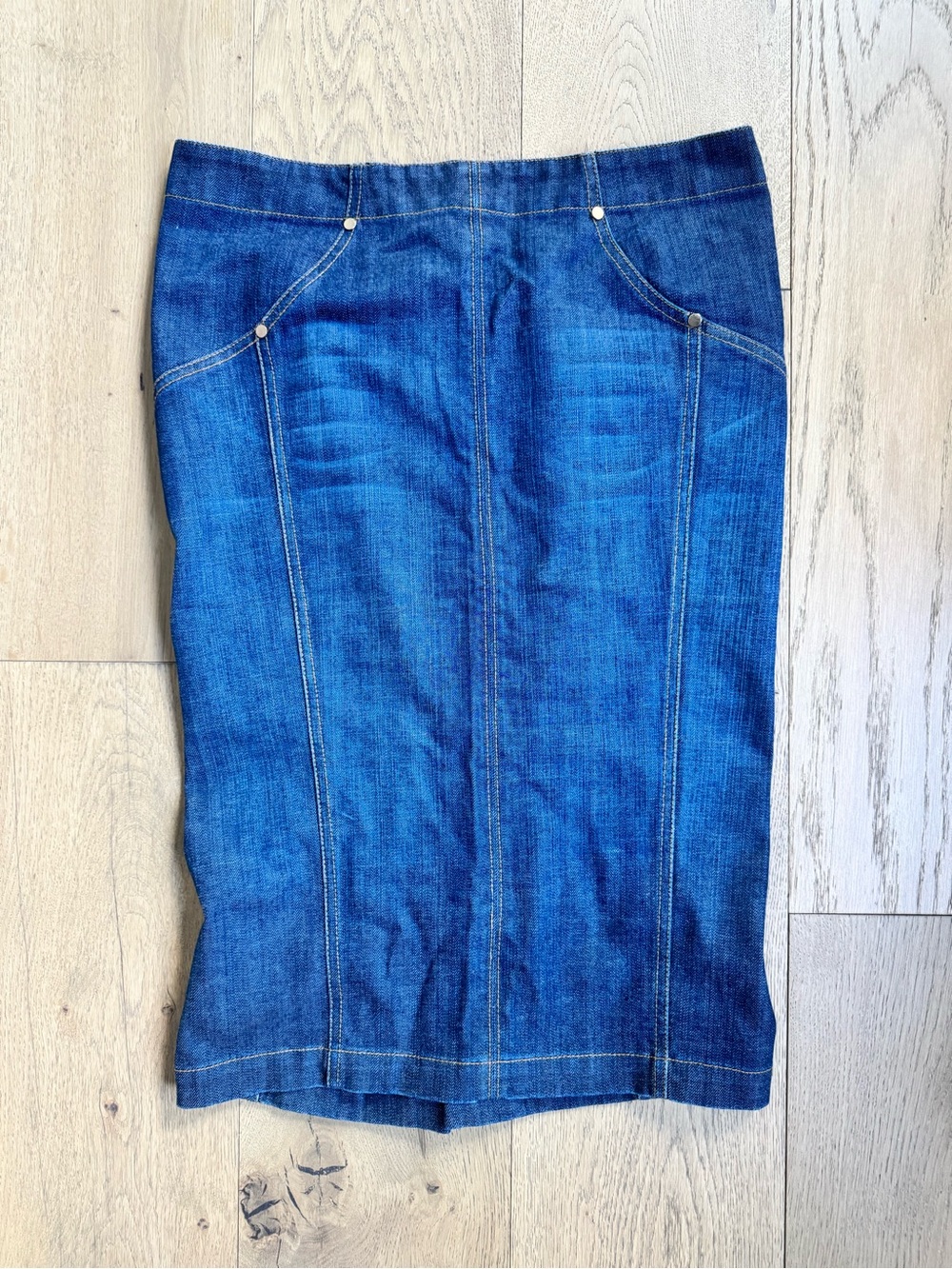 bebe Dark Blue Denim Pencil Skirt